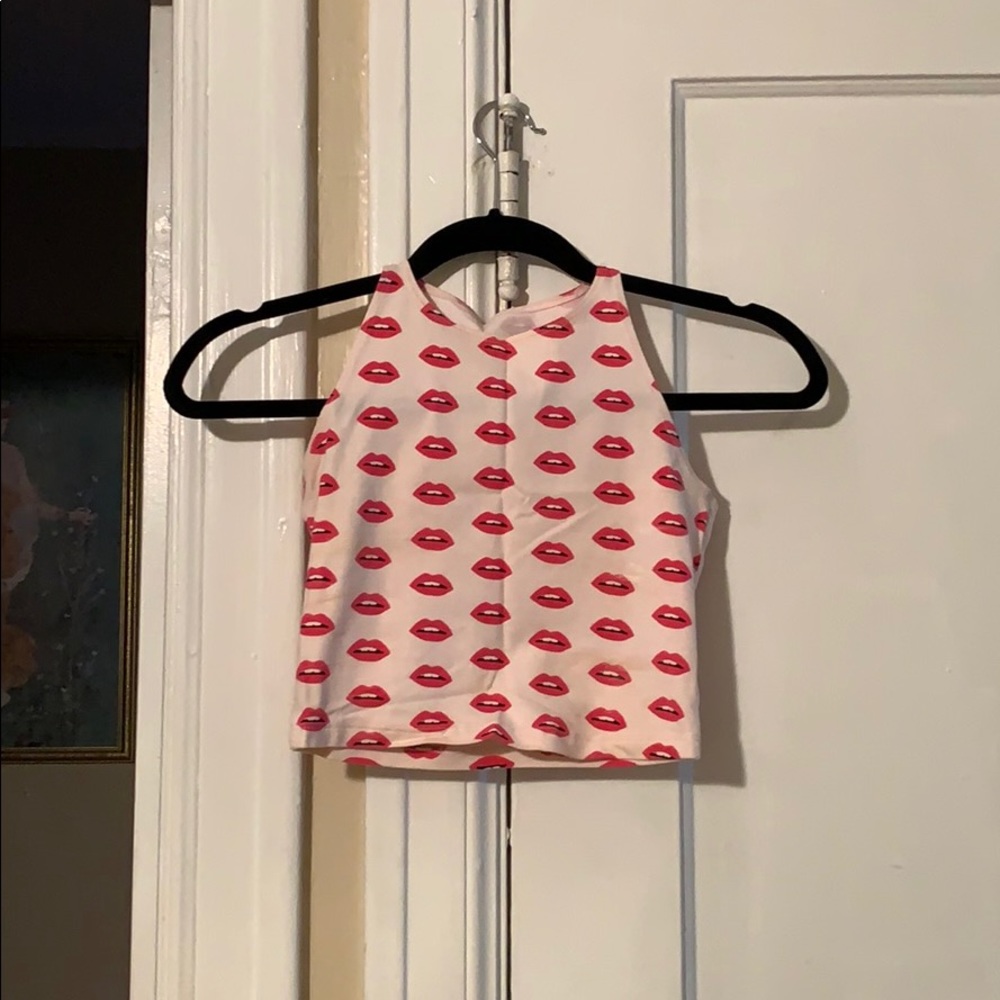 American Apparel Lip Print Crop Top